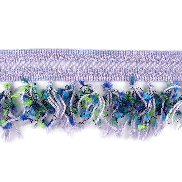 WOOL TRIM WITH TASSEL FRINGE 120MM - MIX LILAC-BLUE