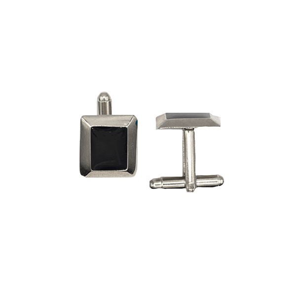 RECTANGULAR CUFFLINKS - SILVER BLACK