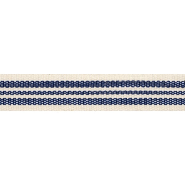 STRIPED LINEN WITH RIBBON 15MM - BLUE