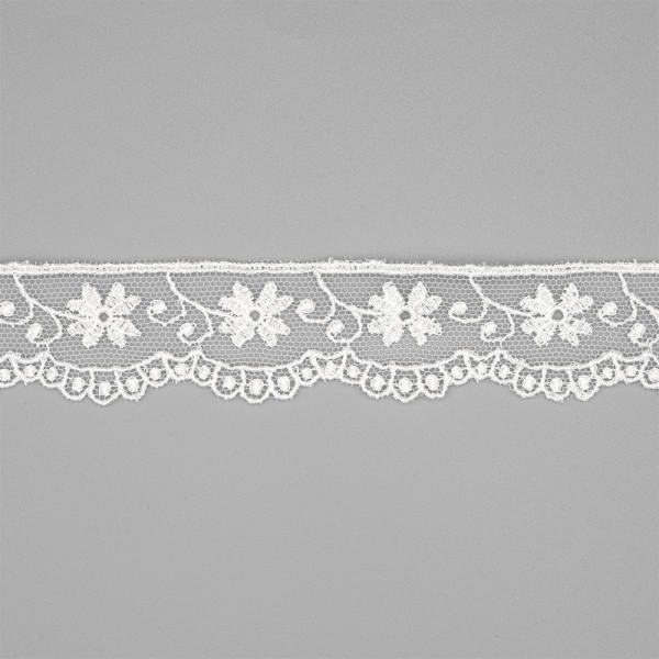 FLORAL MACRAME LACE TRIM 25MM - WHITE