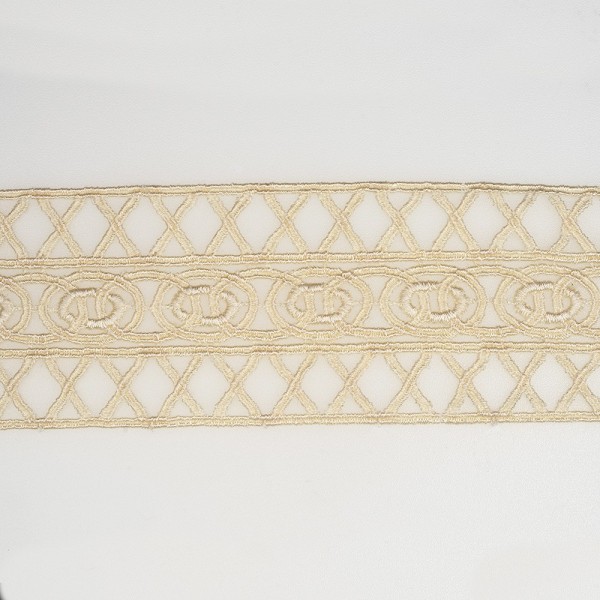 MACRAME LACE TRIM WITH GEOMETRIC DESIGN  55MM- CREAM