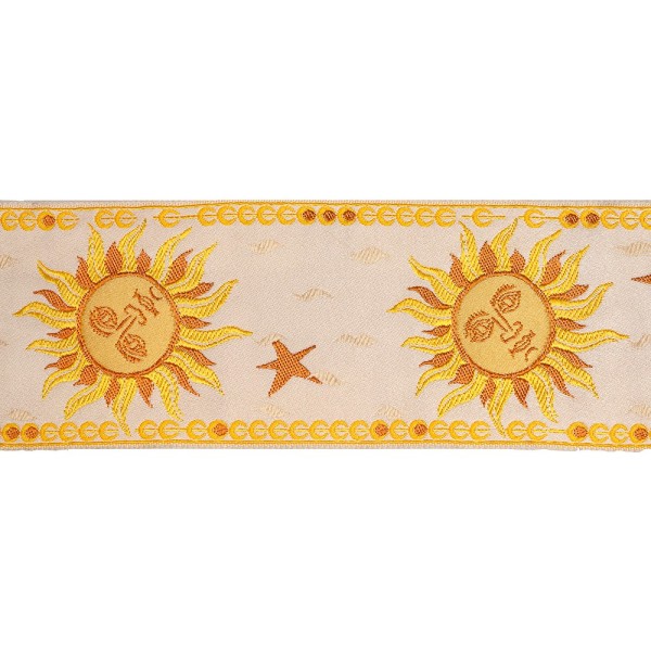 JACQUARD TRIMMING WITH EMBROIDERED SUN 65M - WHITE-YELL