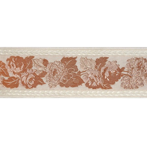 FLORAL JACQUARD TRIMMING 50MM - WHITE