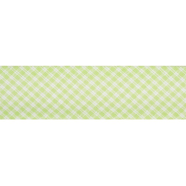 GINGHAM BIAS BINDING RIBBON 25MM - AQUA GREEN