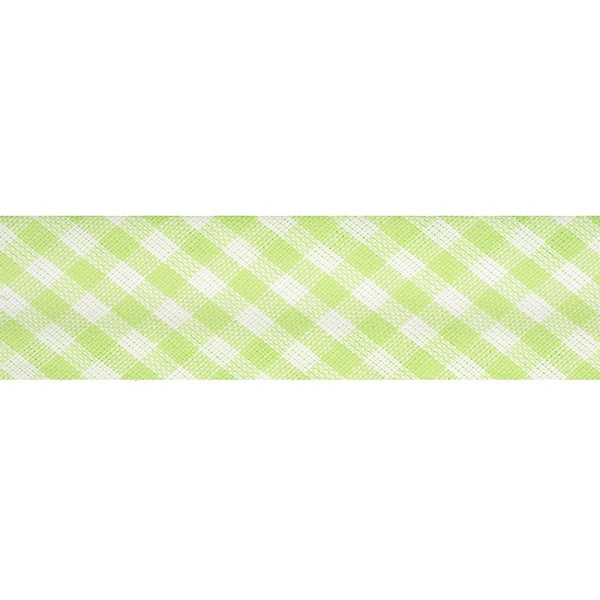 GINGHAM BIAS BINDING RIBBON 25MM - AQUA GREEN