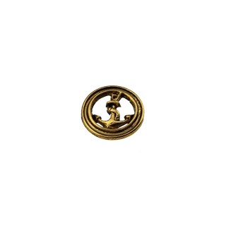 METAL ANCHOR BUTTON WITH SHANK - ANTIQUE GOLD