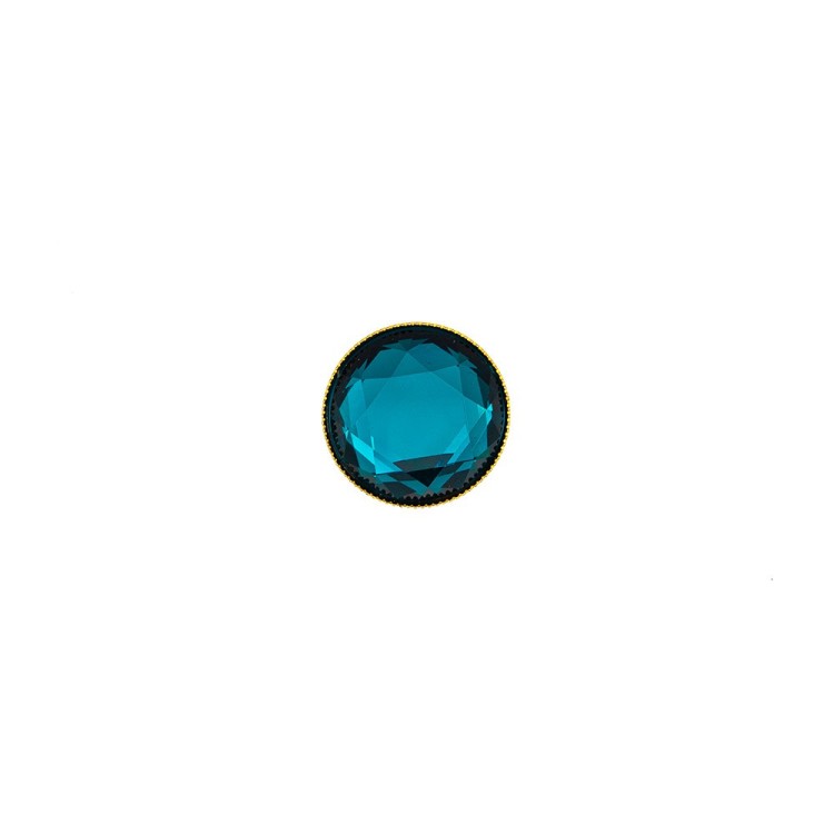 ACRYLIC RHINESTONE BUTTON WITH SHANK - MOSAIC BLUE