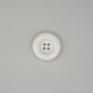 4-HOLES POLISHED GALALITH BUTTON WITH RIM - CHALK WHITE