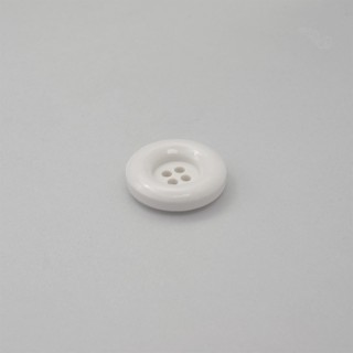 4-HOLES POLISHED GALALITH BUTTON WITH RIM - CHALK WHITE