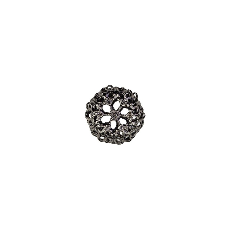 FILIGREE METAL BUTTON WITH SHANK - ANTIQUE SILVER