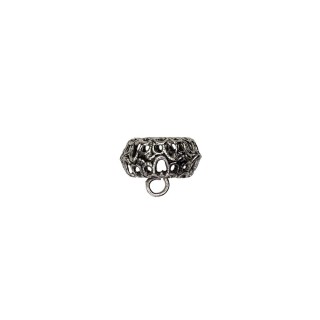 FILIGREE METAL BUTTON WITH SHANK - ANTIQUE SILVER