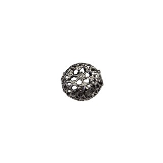 FILIGREE METAL BUTTON WITH SHANK - ANTIQUE SILVER