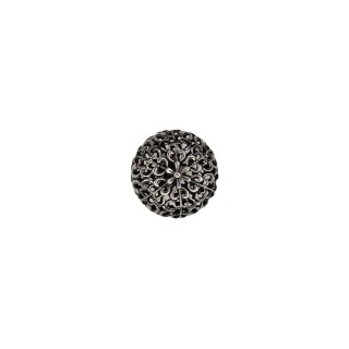 FILIGREE METAL BUTTON WITH SHANK - ANTIQUE SILVER