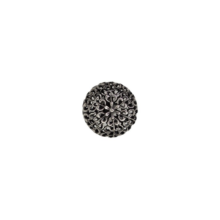 FILIGREE METAL BUTTON WITH SHANK - ANTIQUE SILVER