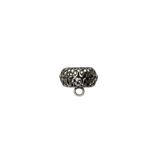 FILIGREE METAL BUTTON WITH SHANK - ANTIQUE SILVER