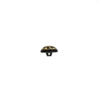 GLASS BUTTON WITH SHANK - BLACK GOLD