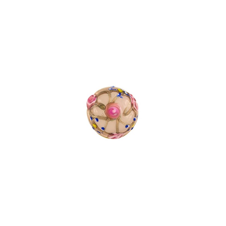 GLASS BUTTON WITH METAL SHANK - BEIGE-PINK