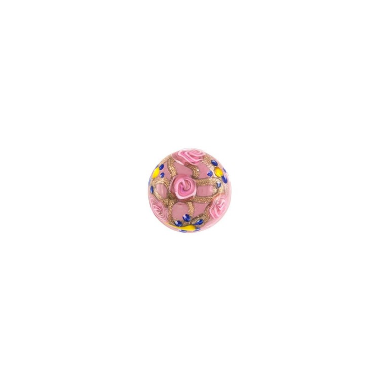 GLASS BUTTON WITH METAL SHANK  - PINK