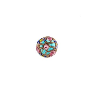 GLASS BUTTON WITH METAL SHANK - TURQUOISE