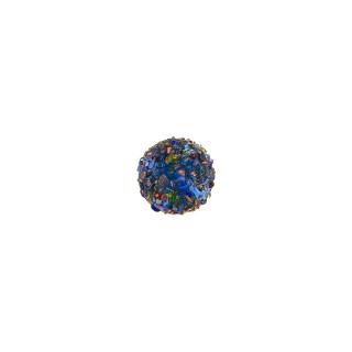 GLASS BUTTON WITH METAL SHANK - BLUE