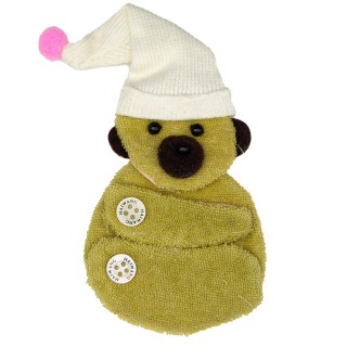 FABRIC BEAR WITH CAP MOTIF - ACID GREEN