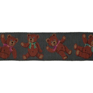 CHRISTMAS TEDDY BEAR JACQUARD TRIMMING 55MM - GREY