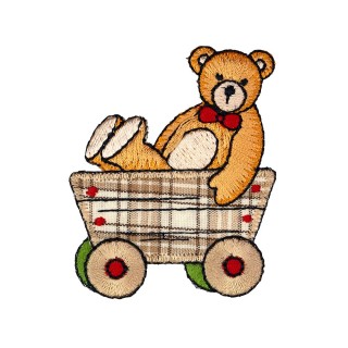 IRON-ON BEAR MOTIF ON TROLLEY - BEIGE