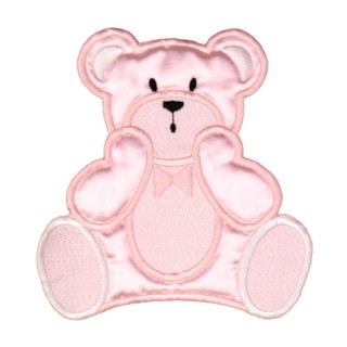 IRON-ON EMBROIDERED BEAR  MOTIF - PINK