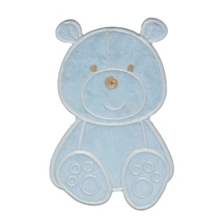 IRON ON EMBROIDERED FURRY BEAR  MOTIF - SKY BLUE