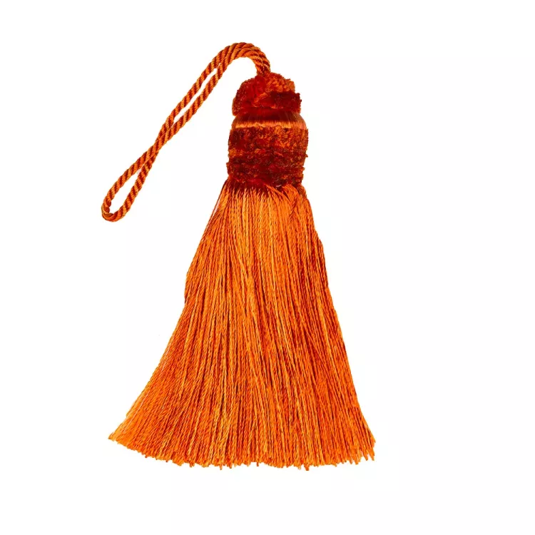 VELVET KEY TASSEL WITH THREADS - ORANGE