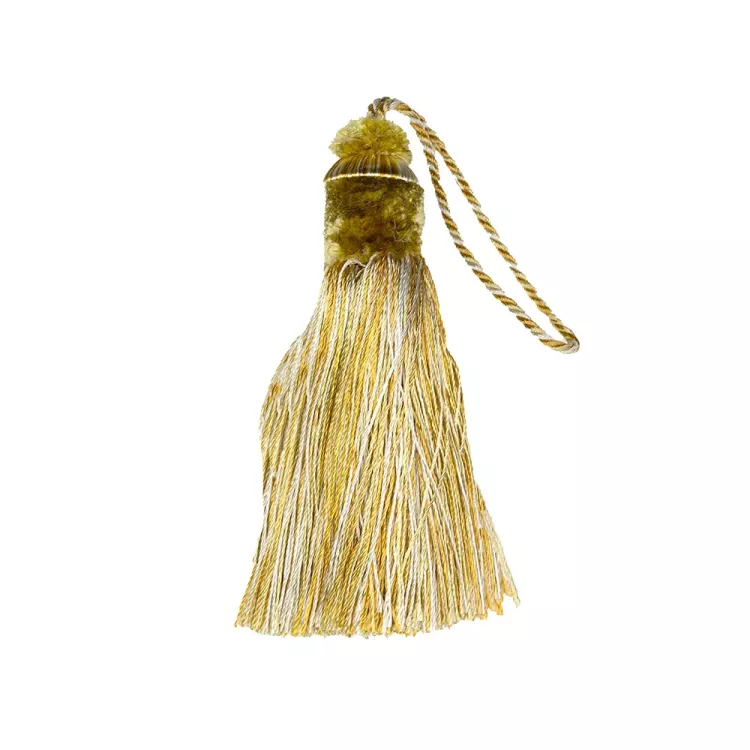 VELVET KEY TASSEL WITH THREADS - OCHRE